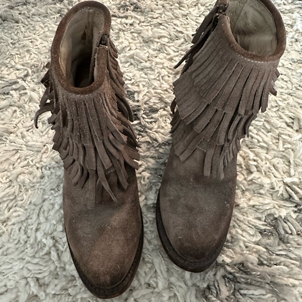 Freebird by Steven Fringe Ankle Boots - Brown